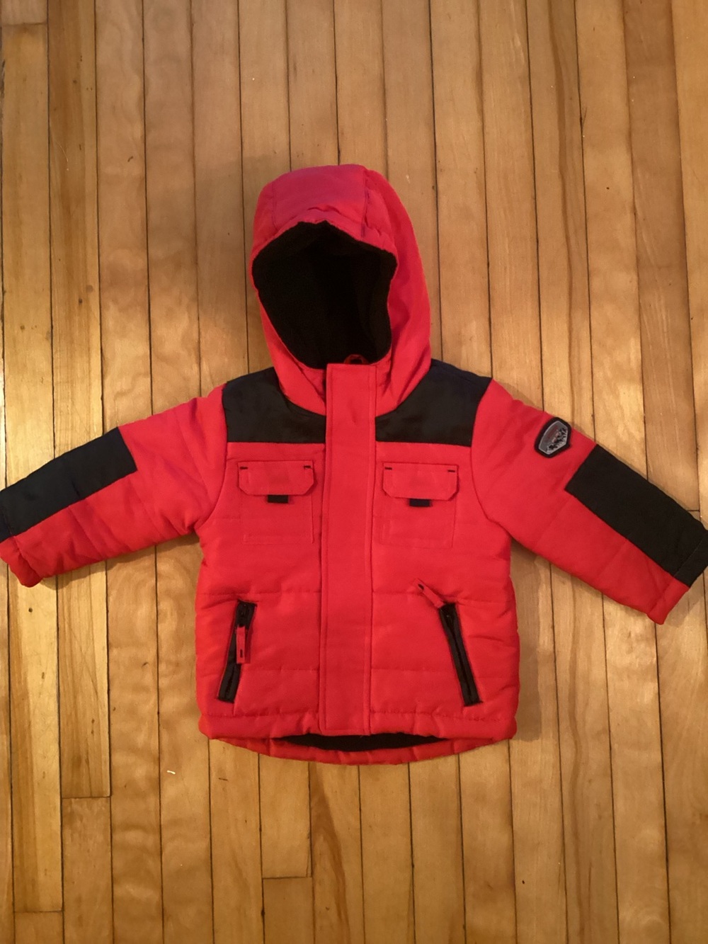 Rothschild Kids Boys Two-Tone Parka, Red Black hooded 12M